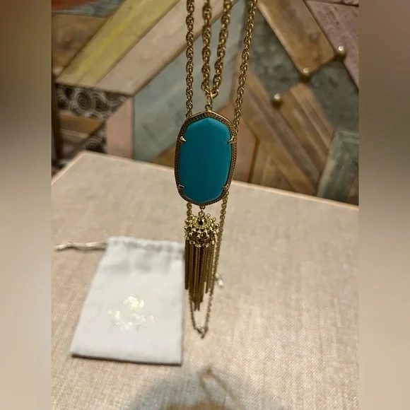 Kendra Scott Gold Necklace with Turquoise Pendant - Picture 2 of 5